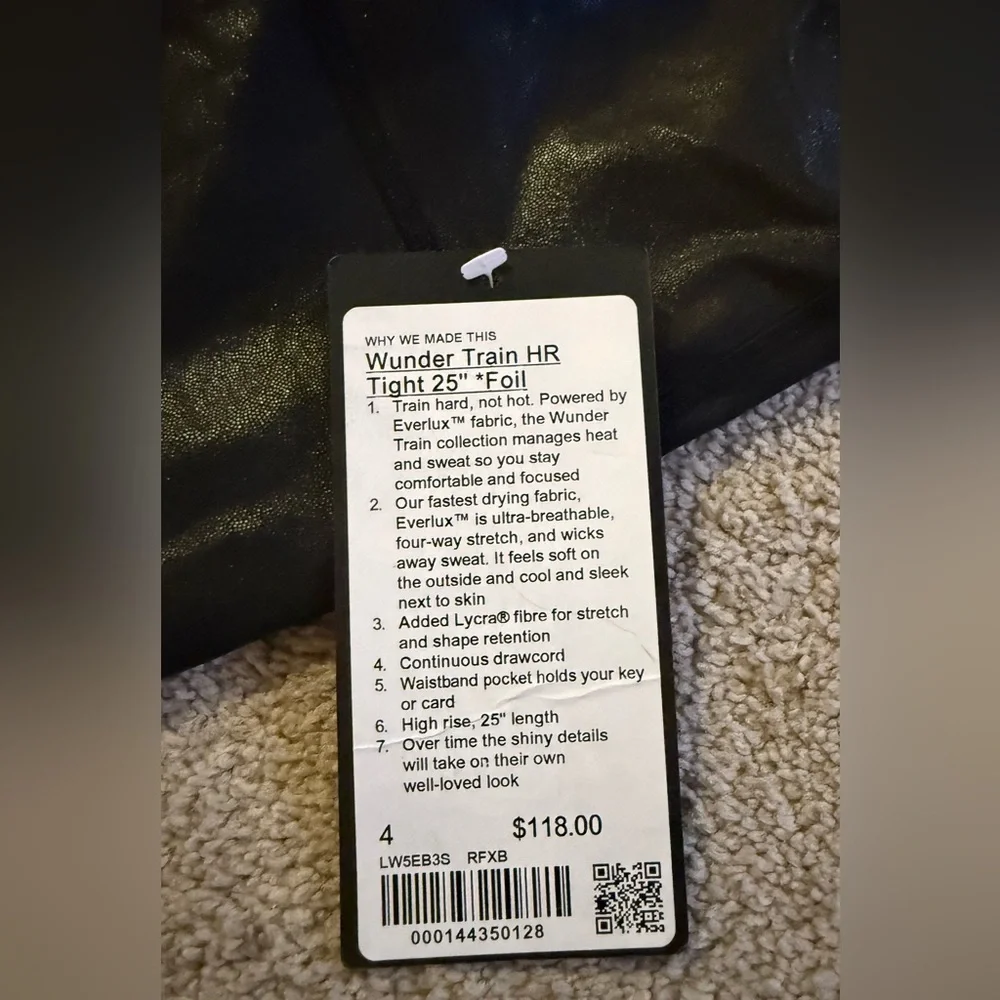 RARE Lululemon Wunder Train Tight Leggings 25”Shapeshifter Foil Black Size 4 NWT